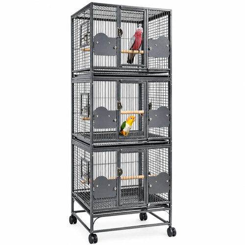 Triple parrot cage - cage, black